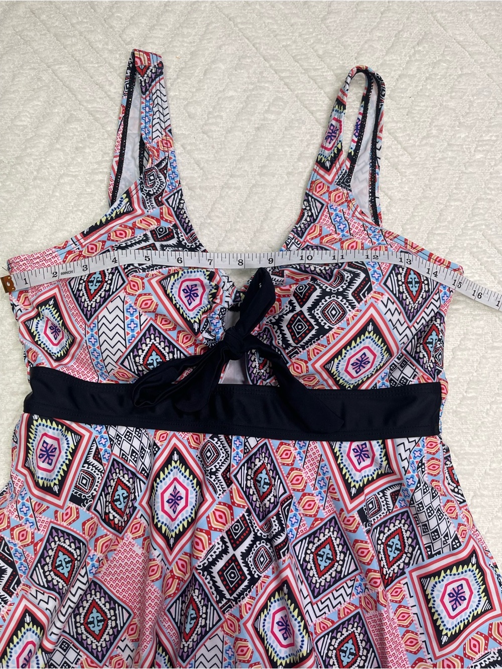 Patterned Swim Dress with Built in Shorts Size M - Picture 7 of 12